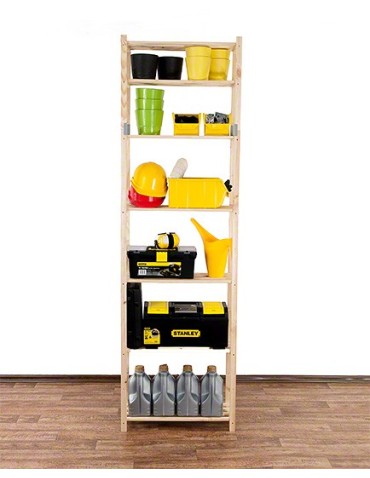 Regały - Sosnowy Regał 7-półkowy RA – Naturalny - product 5