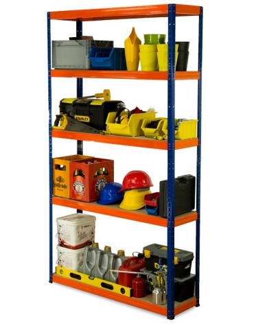 Regały - Regał Helios 213x075x35 cm 5 półek/275kg Czarno-Pomarańczowy - product 25