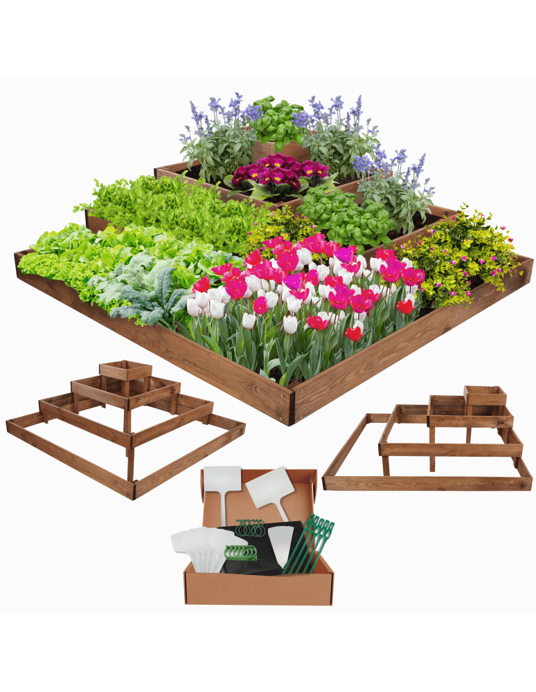 Uprawowe skrzynie ogrodowe- Warzywniaki- skrzynia do uprawy - Drewniana skrzynia narożna donica na warzywa warzywniak inspekt 36x120x120 - product b2b.wamar.biz 1