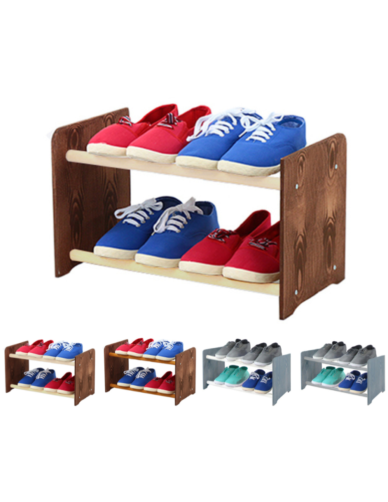 Regały - 2-półkowy regał na obuwie RBS /szer.45 cm/ Brąz-Biel - product b2b.wamar.biz 1