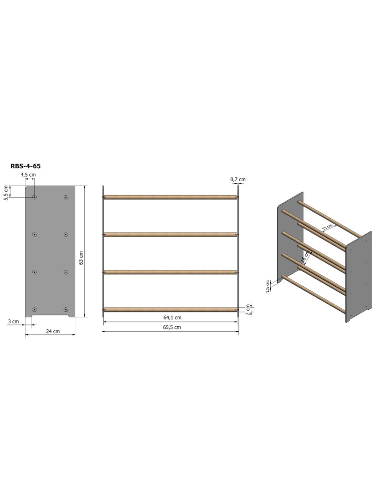 Regały - 4-półkowy regał na obuwie RBS /szer.65 cm/ Brąz-Biel - product b2b.wamar.biz 3