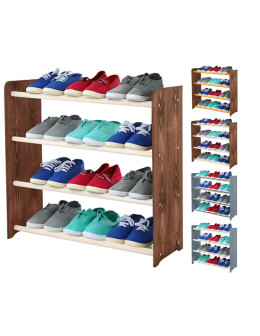 4-półkowy regał na obuwie RBS /szer.65 cm/ Brąz-Biel