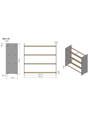 Regały - 4-półkowy regał na obuwie RBS /szer.65 cm/ Szary-Biel - product 3