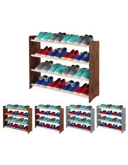 4-półkowy regał na obuwie RBS /szer.90 cm/ Brąz-Biel