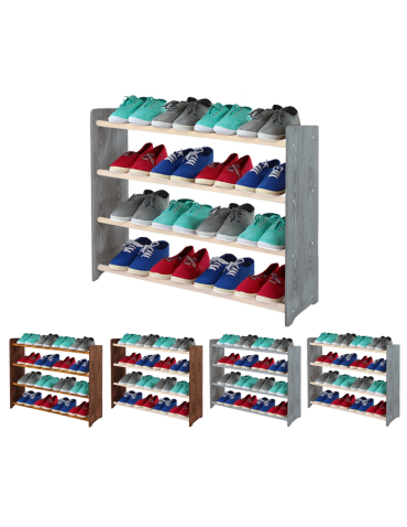 4-półkowy regał na obuwie RBS /szer.90 cm/ Szary-Biel