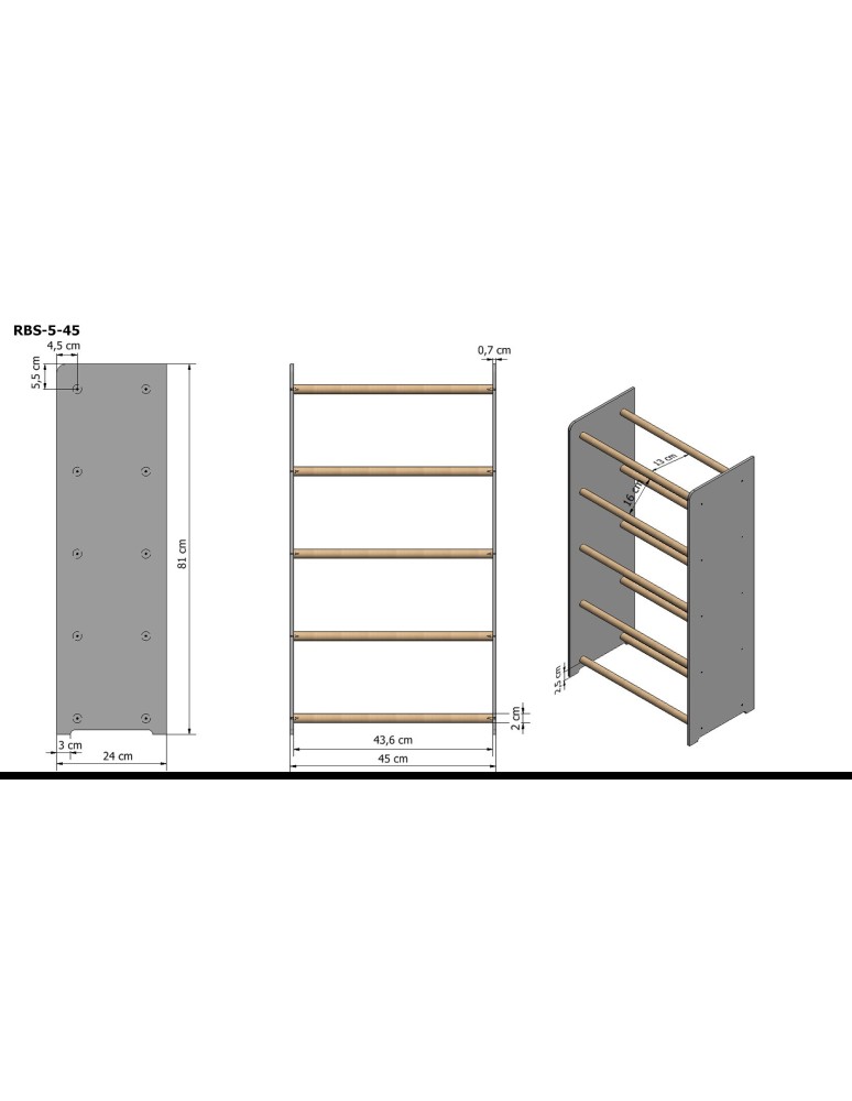Regały - 5-półkowy regał na obuwie RBS /szer.45 cm/ Brąz-Biel - product b2b.wamar.biz 3