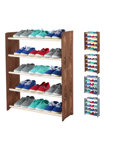 5-półkowy regał na obuwie RBS /szer.65 cm/ Brąz-Biel