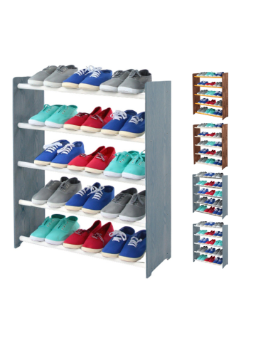 5-półkowy regał na obuwie RBS /szer.65 cm/ Szary-Biel