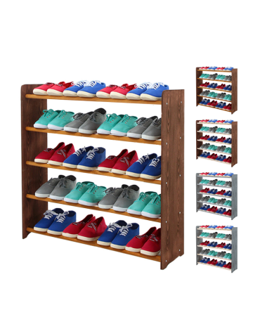 5-półkowy regał na obuwie RBS /szer.90 cm/ Brąz-Olcha