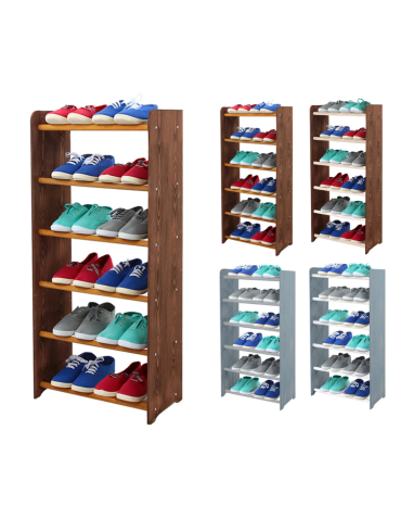 6-półkowy regał na obuwie RBS /szer.45 cm/ Brąz-Olcha