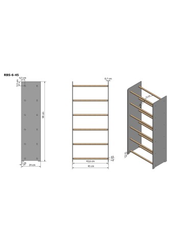 Regały - 6-półkowy regał na obuwie RBS /szer.45 cm/ Brąz-Biel - product 3