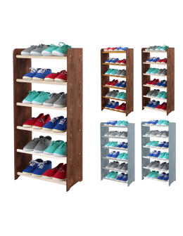 6-półkowy regał na obuwie RBS /szer.45 cm/ Brąz-Biel