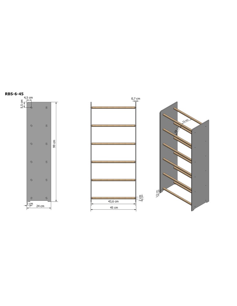 Regały - 6-półkowy regał na obuwie RBS /szer.45 cm/ Szary-Biel - produkt b2b.wamar.biz 3