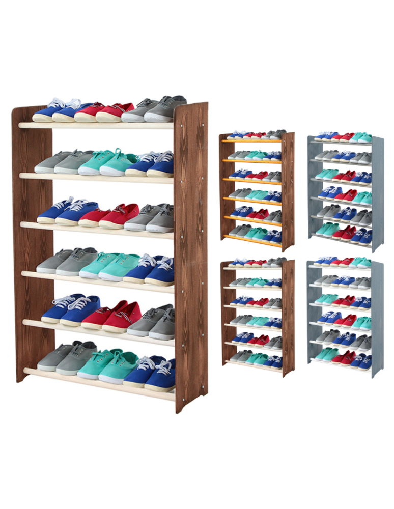 Regały - 6-półkowy regał na obuwie RBS /szer.65 cm/ Brąz-Biel - produkt b2b.wamar.biz 1