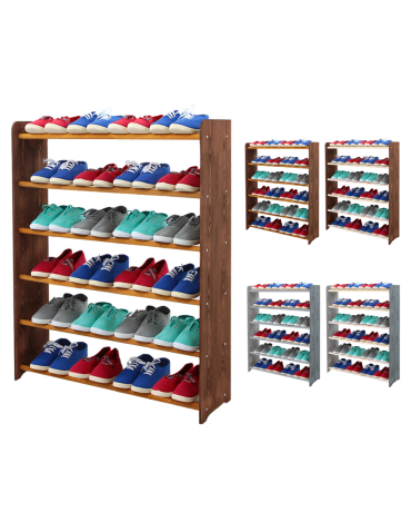 6-półkowy regał na obuwie RBS /szer.90 cm/ Brąz-Olcha