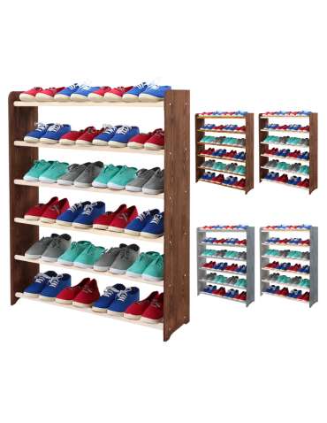 6-półkowy regał na obuwie RBS /szer.90 cm/ Brąz-Biel