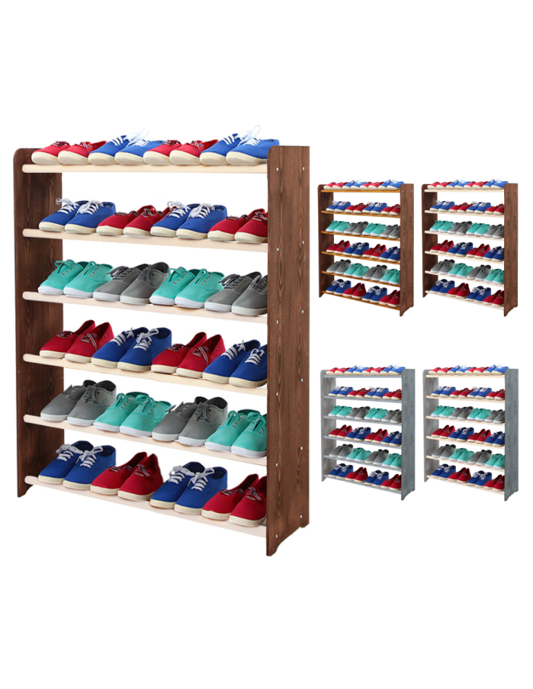 Regały - 6-półkowy regał na obuwie RBS /szer.90 cm/ Brąz-Biel - produkt b2b.wamar.biz 1