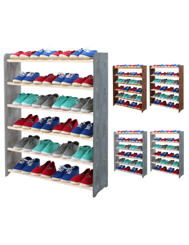 6-półkowy regał na obuwie RBS /szer.90 cm/ Szary-Biel