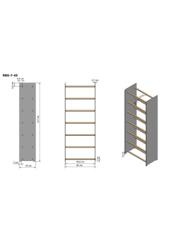 Regały - 7-półkowy regał na obuwie RBS /szer.45 cm/ Naturalny - product 5