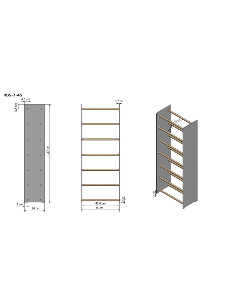 Regały - 7-półkowy regał na obuwie RBS /szer.45 cm/ Brąz-Biel - product b2b.wamar.biz 3