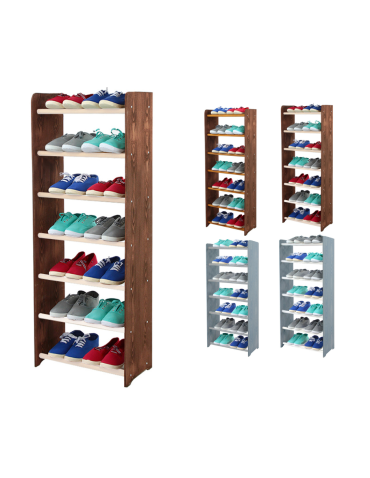 7-półkowy regał na obuwie RBS /szer.45 cm/ Brąz-Biel