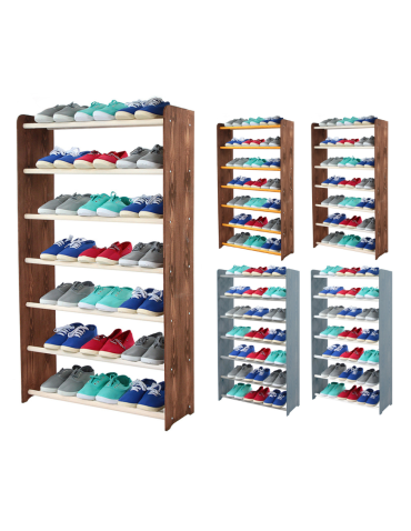 7-półkowy regał na obuwie RBS /szer.65 cm/ Brąz-Biel