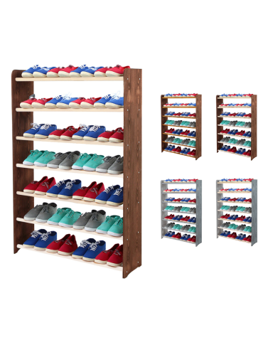 7-półkowy regał na obuwie RBS /szer.90 cm/ Brąz-Biel