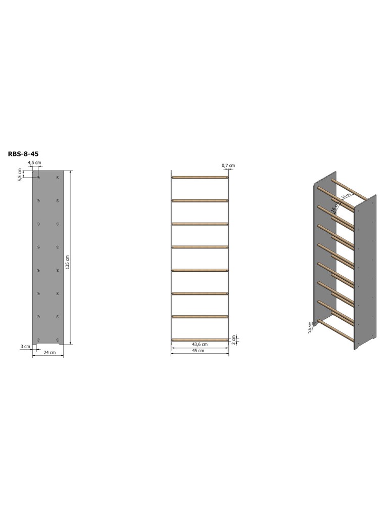 Regały - 8-półkowy regał na obuwie RBS /szer.45 cm/ Szary - produkt b2b.wamar.biz 3
