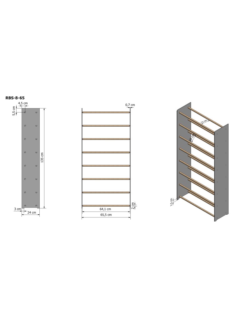 Regały - 8-półkowy regał na obuwie RBS /szer.65 cm/ Brąz-Olcha - product b2b.wamar.biz 3
