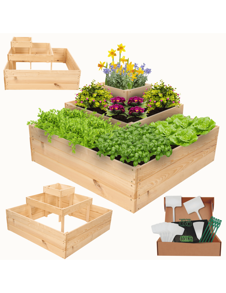 Uprawowe skrzynie ogrodowe- Warzywniaki- skrzynia do uprawy - Piętrowa skrzynia na warzywa narożna drewniany warzywnik 45x90x90 GRATISY - product b2b.wamar.biz 1