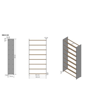 Regały - 8-półkowy regał na obuwie RBS /szer.65 cm/ Brąz-Biel - produkt 3