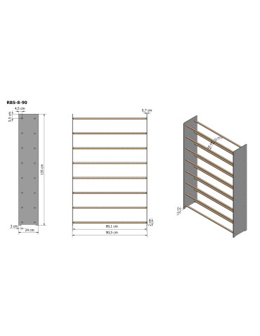 Regały - 8-półkowy regał na obuwie RBS /szer.90 cm/ Brąz-Biel - product 3