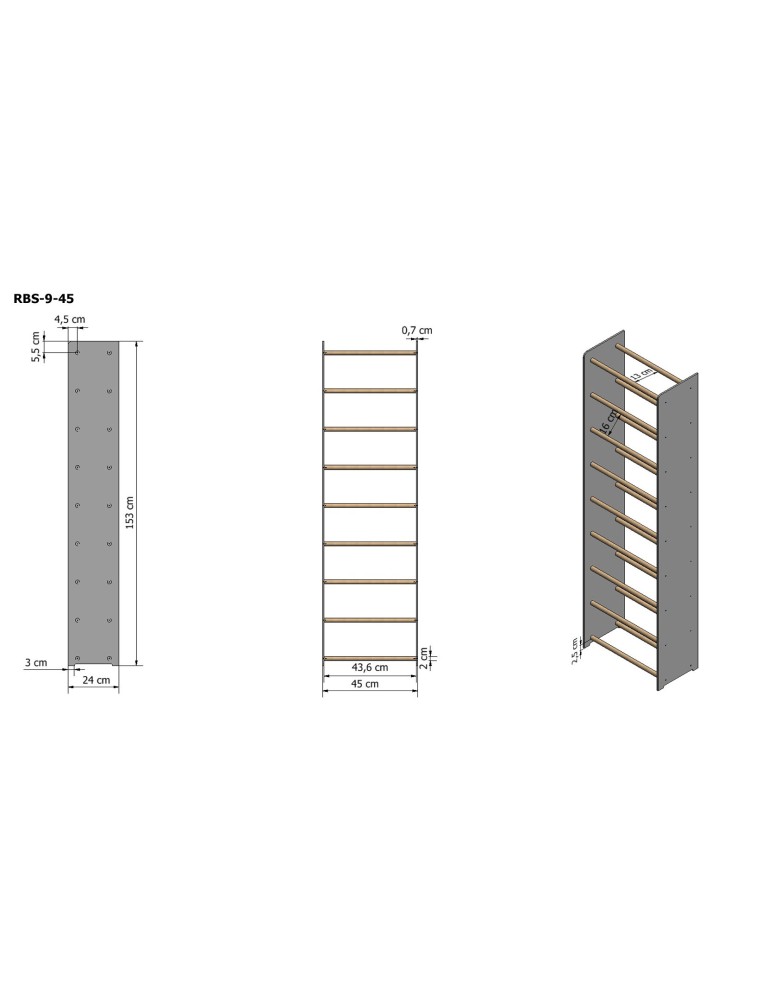 Regały - 9-półkowy regał na obuwie RBS /szer.45 cm/ Brąz-Biel - product b2b.wamar.biz 3