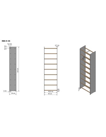 Regały - 9-półkowy regał na obuwie RBS /szer.45 cm/ Szary - product 3