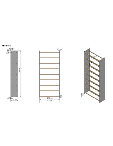 Regały - 9-półkowy regał na obuwie RBS /szer.65 cm/ Szary - product 3