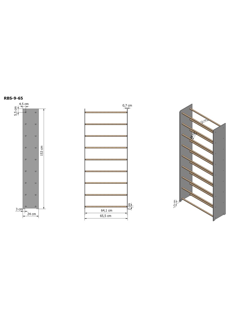Regały - 9-półkowy regał na obuwie RBS /szer.65 cm/ Szary-Biel - product b2b.wamar.biz 3
