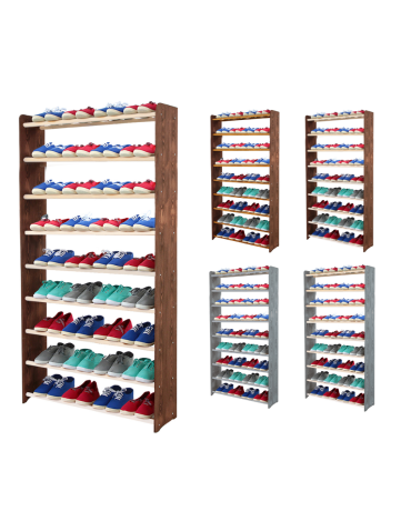 9-półkowy regał na obuwie RBS /szer.90 cm/ Brąz-Biel