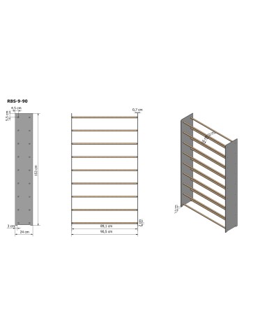 Regały - 9-półkowy regał na obuwie RBS /szer.90 cm/ Szary - product 3