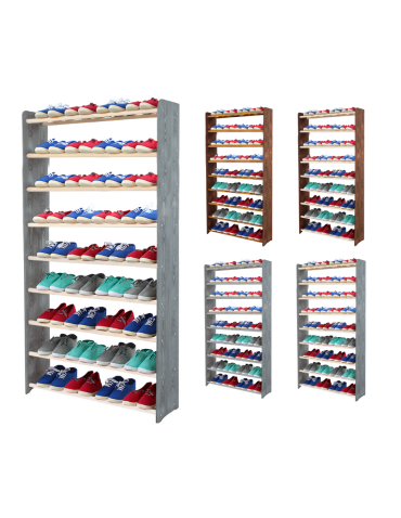 9-półkowy regał na obuwie RBS /szer.90 cm/ Szary-Biel