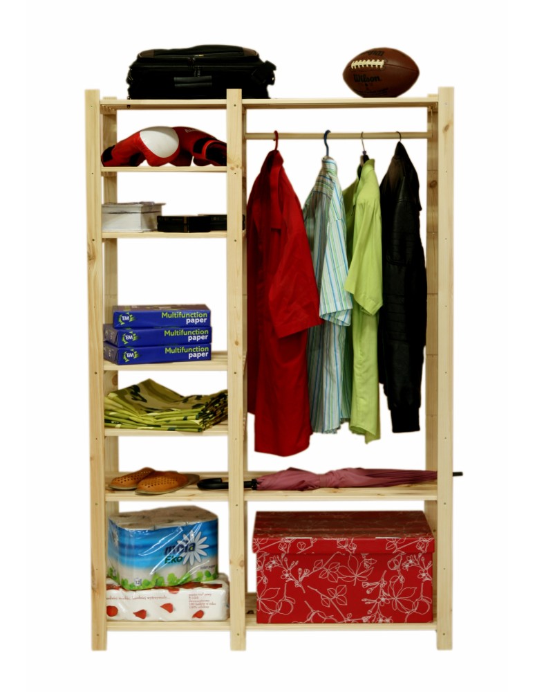 Regały - Regał garderoba na ubrania RG-5 170x110x38 5 półek Naturalny - product b2b.wamar.biz 3