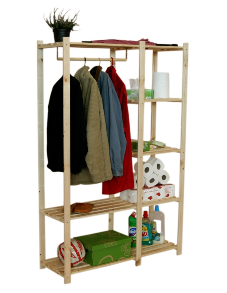 Regały - Regał garderoba na ubrania RG-5 170x110x38 5 półek Naturalny - product b2b.wamar.biz 5