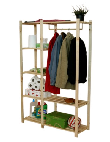 Regały - Regał garderoba na ubrania RG-5 170x110x38 5 półek Naturalny - product 6