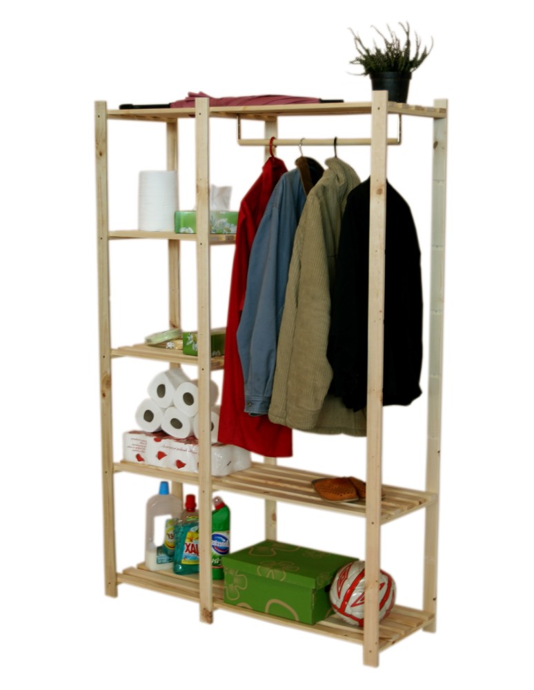 Regały - Regał garderoba na ubrania RG-5 170x110x38 5 półek Naturalny - product b2b.wamar.biz 6