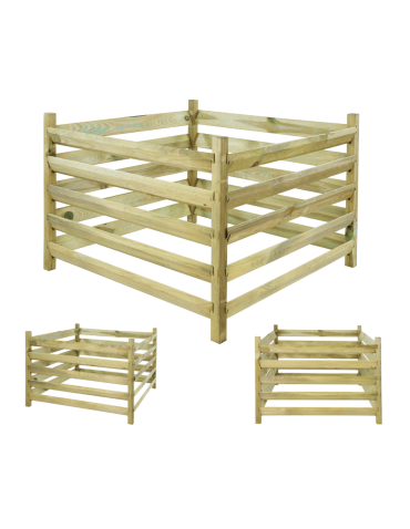 Kompostownik drewniany KME z siatką na krety - Naturalny - product 2