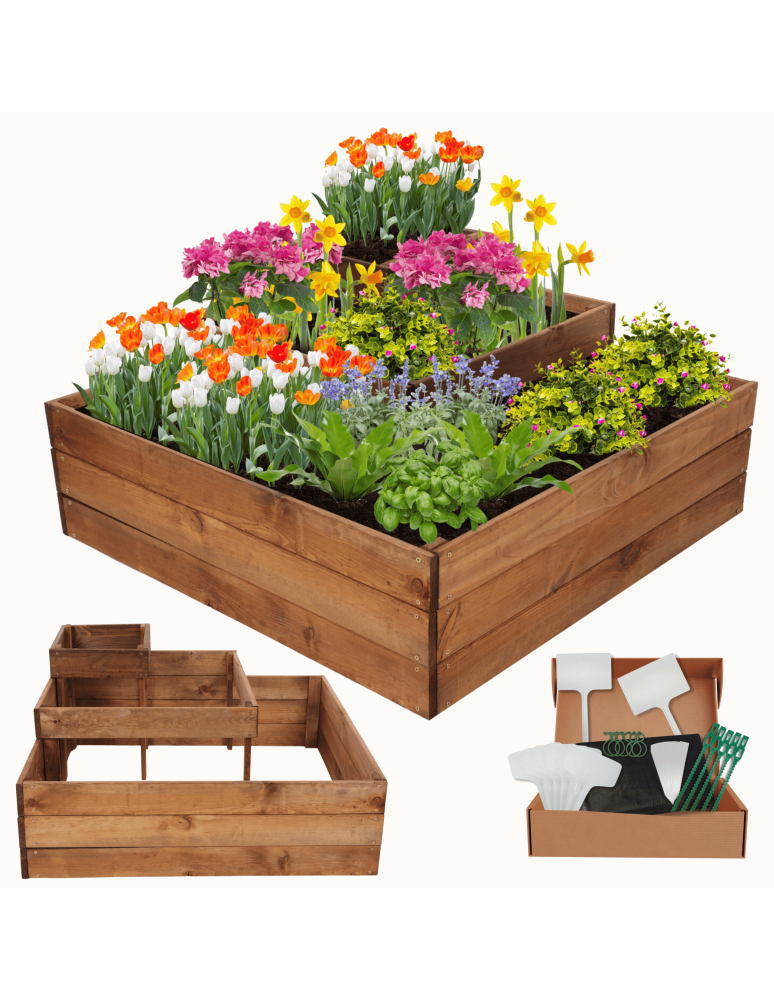Uprawowe skrzynie ogrodowe- Warzywniaki- skrzynia do uprawy - Piętrowa skrzynia na warzywa narożna drewniany warzywnik 45x90x90 GRATISY - product b2b.wamar.biz 1