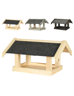 Karmnik dla ptaków KS z dachem dwuspadowym - Naturalny