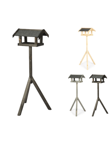 Czarny karmnik z dachem dwuspadowym KS / nogi sześciokąt