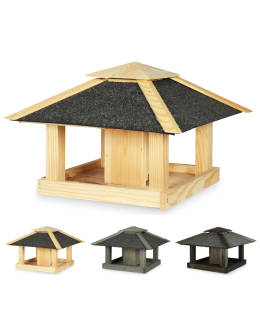 Czterospadowy karmnik dla ptaków z dozownikiem KS - Naturalny