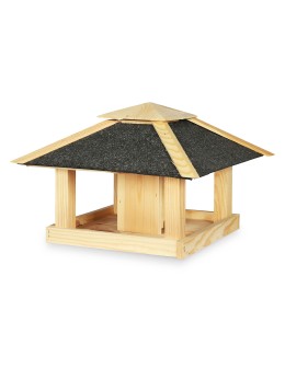Czterospadowy karmnik dla ptaków z dozownikiem KS - Naturalny - product 2
