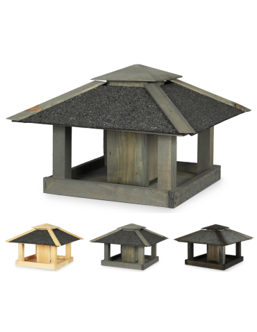 Czterospadowy karmnik dla ptaków z dozownikiem KS - Szary